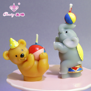 创意生日蜡烛动物造型蜡烛烘培蛋糕装饰小熊海狮兔子狮子大象