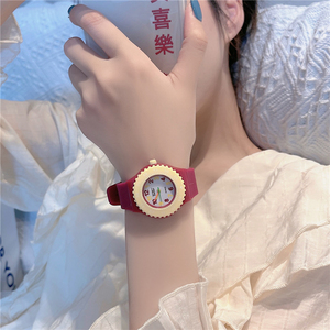 【新年礼物】韩国红色儿童女孩学生手表显白防水防摔可爱硅胶手表