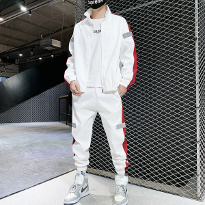 反光条春秋冬韩版潮流男装一套搭配衣服帅气夹克套装801-p38_阿里巴巴