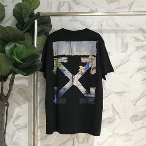 正品潮牌off white欧美 ow油画箭头短袖t恤男女t恤夏季