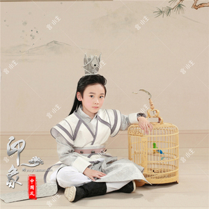 影楼摄影写真主题儿童古装男童唐装汉服侠客书生走秀演出服装堂成