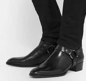 毒物贩 slp风格hedi春夏欧美三角环扣切尔西靴男真皮链条马丁皮靴