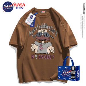 NASA联名美式卡通印花纯棉短袖T恤女夏季ins街头嘻哈宽松圆领半袖