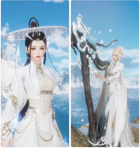 剑网3剑三外观 箜篌盒子 黑发白发挂件 卧梦楼兰 女仆金 楼兰金