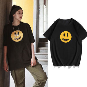 欧阳娜娜同款drew笑脸短袖t恤女欧美高街贾斯丁比伯上衣服体恤男