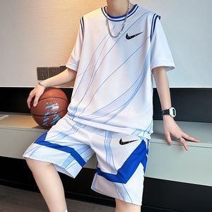 耐克顿休闲运动套装男士夏季薄款冰丝短袖短裤青少年篮球服两件套
