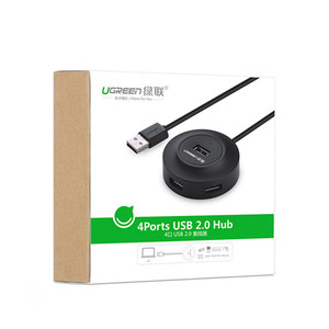 绿联USB2.0 4口 HUB集线器带供电接口分线器一转四CR106圆形黑/白