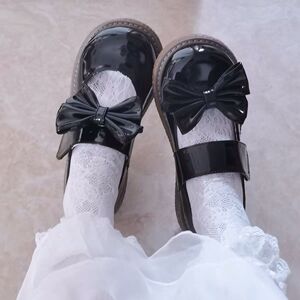 日系lolita洛丽塔花边软妹鞋仙女风平底jk制服小皮鞋圆头lo少女鞋