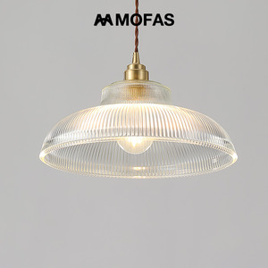 MOFAS现代餐厅吊灯全铜美式复古玻璃餐桌吧台灯侘寂风日式小吊灯