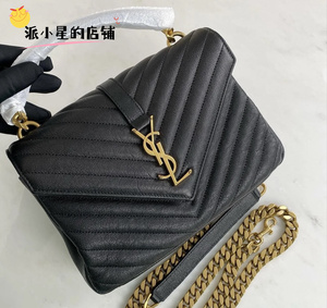 YSL/圣罗兰 COLLÈGE 中号绗缝皮革手袋 手提包 马蒙包 黑色 女包