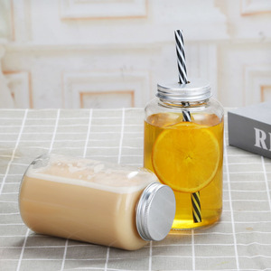 网红500ml素匠泰茶瓶脏脏瓶奶茶瓶胖胖鲜榨果汁瓶冷泡杯 玻璃空瓶