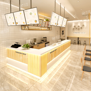 奶茶店吧台酒吧收银台商用店铺咖啡清吧前台桌水吧店面创意接待柜