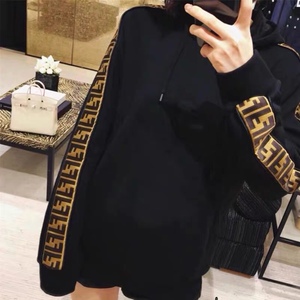 fendi/芬迪21fw秋冬新款双ff老花织带连帽抽绳休闲套头卫衣男女款