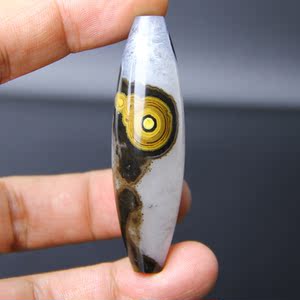 天然九眼页岩石 精品蒙天珠 高玉化冰花白料极品一眼带眼仁