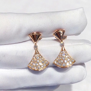 二手闲置99新bvlgari宝格丽玫瑰金大扇子满钻耳钉