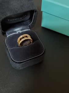 二手闲置99新tiffany蒂芙尼atlas系列18k玫瑰金宽版镶钻戒指