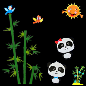 幼儿园环创装饰教室墙面布置黑板泡沫材质熊猫竹子组合墙贴(新款