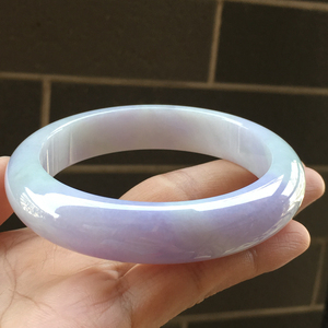 掌中翠 缅甸天然a货翡翠烂漫粉紫罗兰春彩玉手镯圈口57编号0042