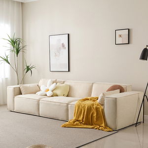 北欧简约科技布沙发小户型客厅豆腐块侘寂风米色三人网红轻奢沙发