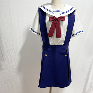 50年代校服蓝色背带裙图片