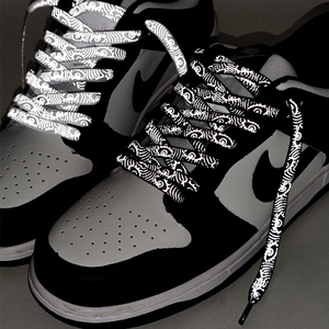 3m反光鞋带扁平黑白眼睛腰果花夜光鞋绳发光af1空军一号aj男dunk