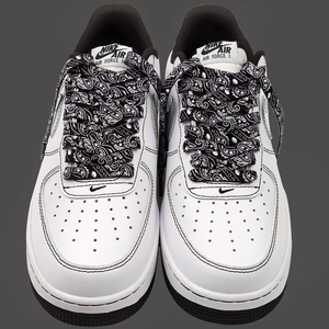 af1空军一号黑缝线鞋带绳夜光反光腰果花黑白熊猫鸳鸯aj1泼墨线条