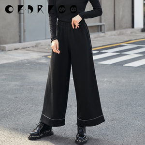 欧e专柜正品女装裤子新款拱针缝阔腿裤加厚宽松长裤子oe-7898