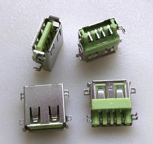 全新 铜壳 PCB电路板 USB2.0 母座 USB接口插座 镀金接触点 绿色