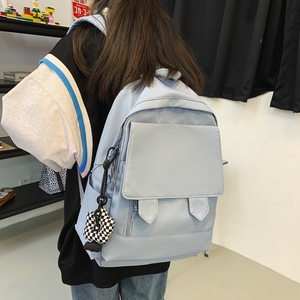 冠军初中生书包女ins韩版原宿ulzzang高中双肩包少女纯色学生背包