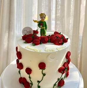 生日蛋糕装饰摆件玫瑰花王子捧花小王子烘焙西点甜品台装扮