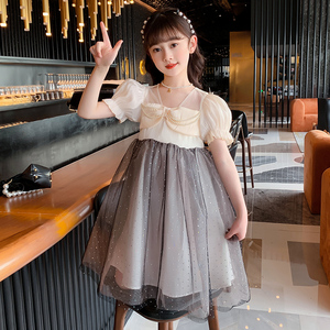 83代维熊旗舰店天猫女童夏装连衣裙2022新款洋气6儿童7短袖8公主裙9