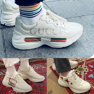 代购gucci古驰女鞋老爹鞋经典印花联名哆啦a梦彩虹红星星老花男鞋