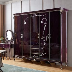 衣柜家用推拉门实木雕花欧式奢华大衣柜现代简约卧室小户型大衣橱