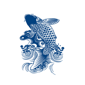 蓝色鲤鱼纹身图案图片