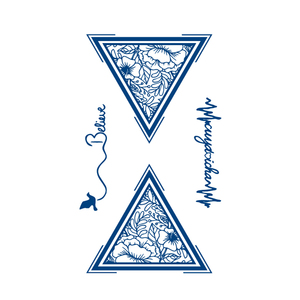 植物果汁纹身贴三角形图腾防水女不反光刺青男半永久草本纹身贴纸