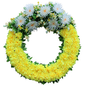 仿真花菊花圈80厘米假花环清明花殡仪馆摆放花祭祀绢花扫墓陵园花