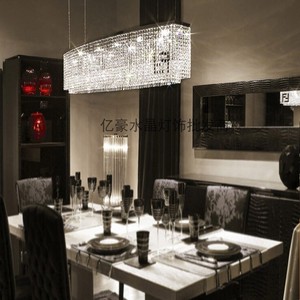 长方形水晶客厅吊灯高端餐厅桌现代轻奢大气埃及进口fendi芬迪灯