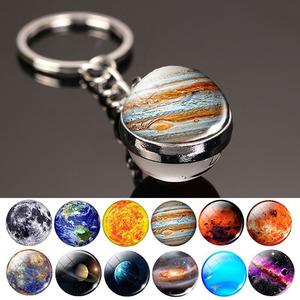 夜光银河系玻璃球钥匙扣挂件月亮地球八大行星吊坠钥匙链学生礼物