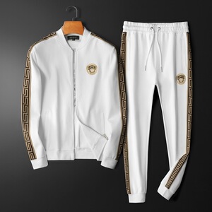 范思哲珍藏2022春季美杜莎新款运动休闲套装男刺绣夹克卫裤两件套
