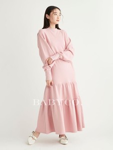 日本潮牌小众设计感宽松拼接荷叶边裙摆卫衣连衣裙长袖粉色长裙