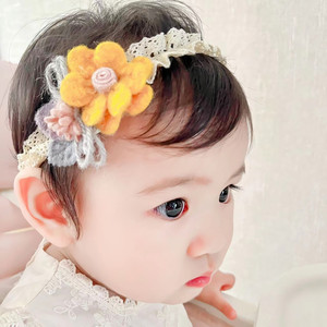 新款韩版儿童花朵发带婴儿头带护脑门宝宝囟门发带公主发箍头饰