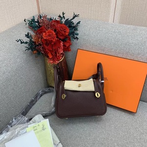 二手hermes爱马仕mini lindy马鞍红tc皮金扣z刻单肩手提包