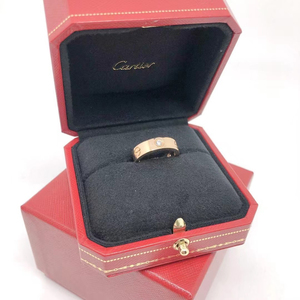 二手cartier卡地亚love系列玫瑰金宽版3钻51号戒指 配盒子书发票