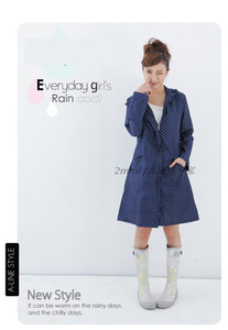 防水风衣款时尚日本成人雨衣女外套透气加长徒步雨披女士波点长款