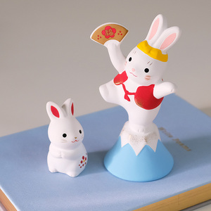 现货 日本制药师窑兔子陶艺桌面卡通摆件2023兔年日式新年礼物