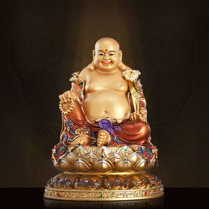台湾纯铜笑佛弥勒佛像家用供奉招财大肚开心佛弥勒菩萨佛像摆件