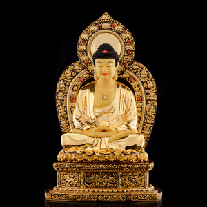 台湾盛凡铜鎏金阿弥陀佛释迦牟尼佛摩尼佛像药师佛纯铜三宝佛摆件
