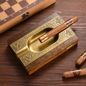 CIGARLOONG茄龙雪茄烟灰缸创意印茄实木雪茄专用大口径烟槽CL-001