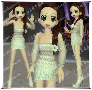 劲舞团最新版款女装yy衣服个性感酷露肩蕾丝纱白色纯洁美套装7天