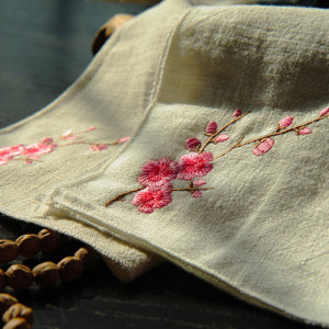 包邮  古风汉服配件梅花绣花手帕手绢汗巾拍摄道具 可加logo